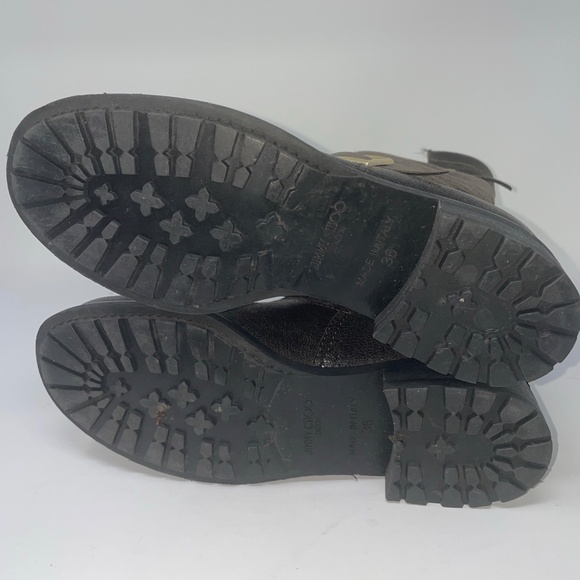 Jimmy Choo COARSE METALLIC LEATHER-GOL engineer boots used women shoe size 36 - Picture 5 of 5